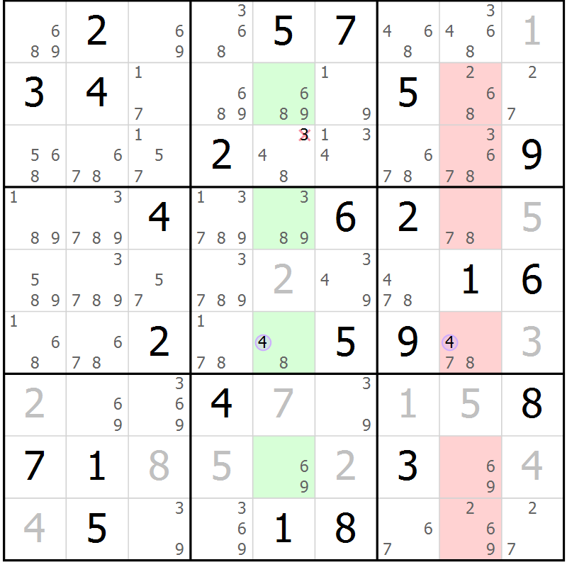 Position des candidats pour la solution de la Gr 80 page 83 du magazine de sudoku Suprême n° 024