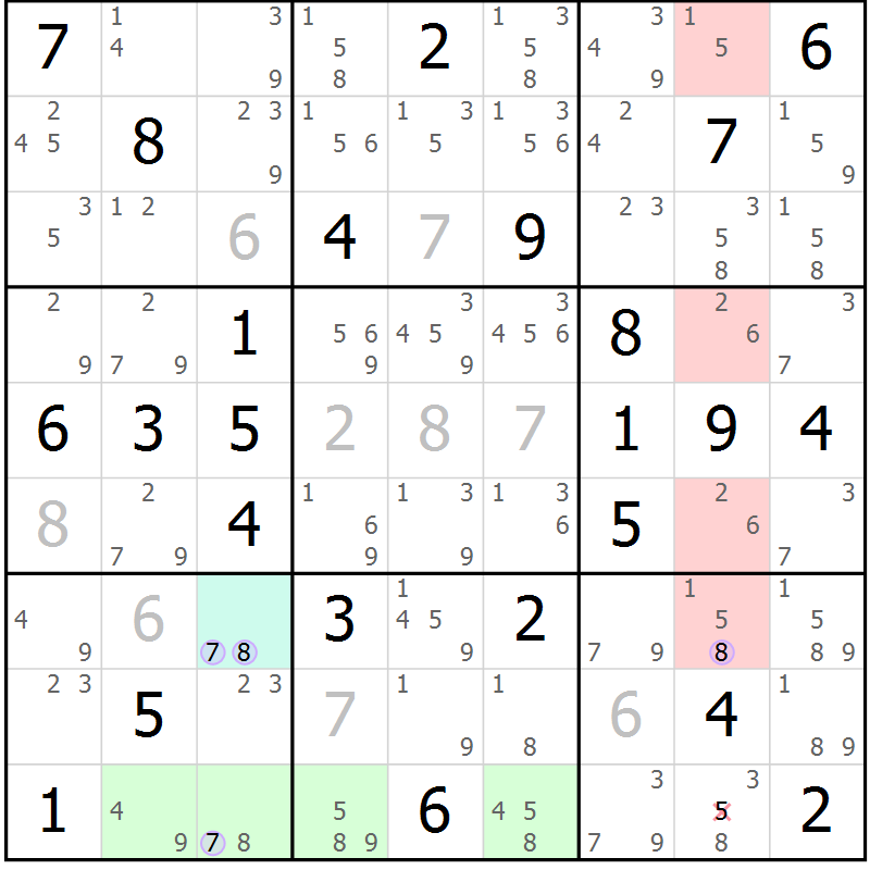 Position des candidats pour la solution de la Gr 81 page 84 du magazine de sudoku Suprême n° 024