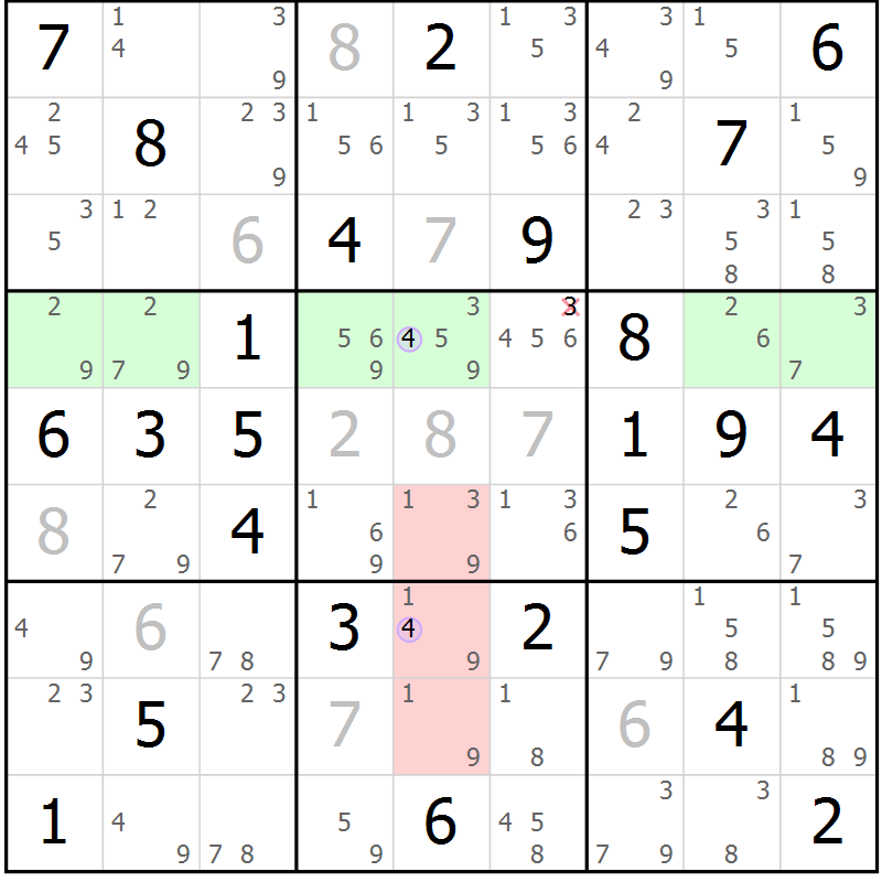 Position des candidats pour la solution de la Gr 81 page 84 du magazine de sudoku Suprême n° 024