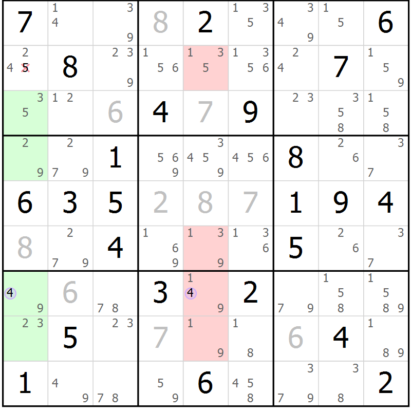 Position des candidats pour la solution de la Gr 81 page 84 du magazine de sudoku Suprême n° 024