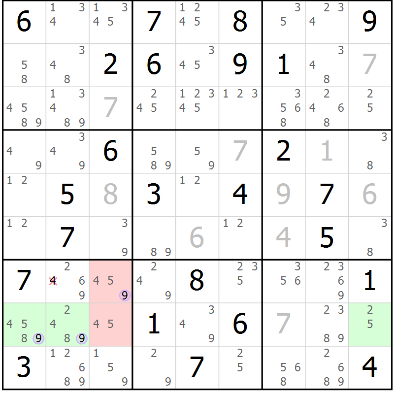 Position des candidats pour la solution de la Gr 82 page 85 du magazine de sudoku Suprême n° 024