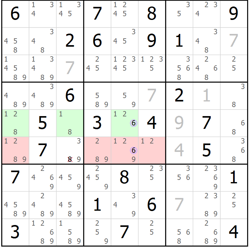 Position des candidats pour la solution de la Gr 82 page 85 du magazine de sudoku Suprême n° 024
