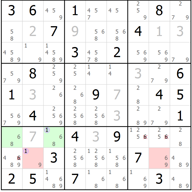 Position des candidats pour la solution de la Gr 83 page 86 du magazine de sudoku Suprême n° 024