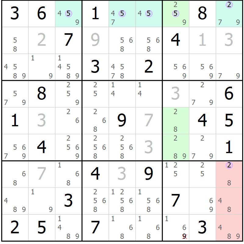 Position des candidats pour la solution de la Gr 83 page 86 du magazine de sudoku Suprême n° 024