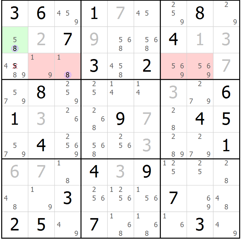 Position des candidats pour la solution de la Gr 83 page 86 du magazine de sudoku Suprême n° 024