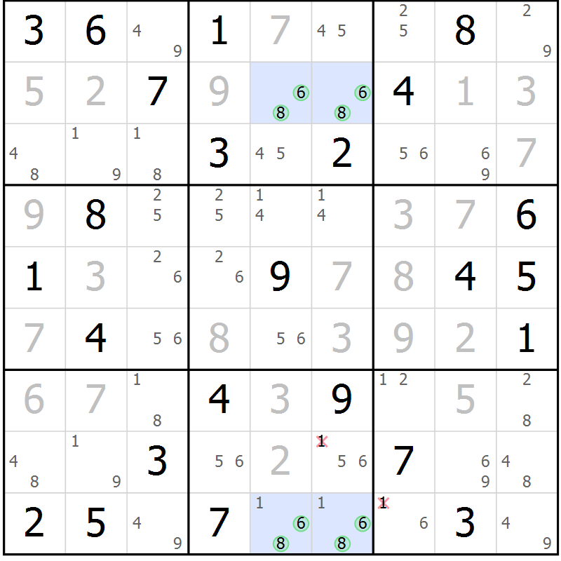 Position des candidats pour la solution de la Gr 83 page 86 du magazine de sudoku Suprême n° 024