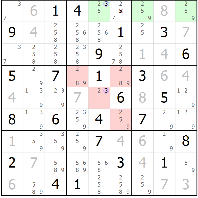 Position des candidats pour la solution de la Gr 84 page 87 du magazine de sudoku Suprême n° 024