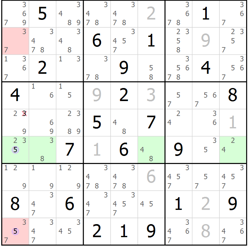 Position des candidats pour la solution de la Gr 9 page 12 du magazine de sudoku Suprême n° 024