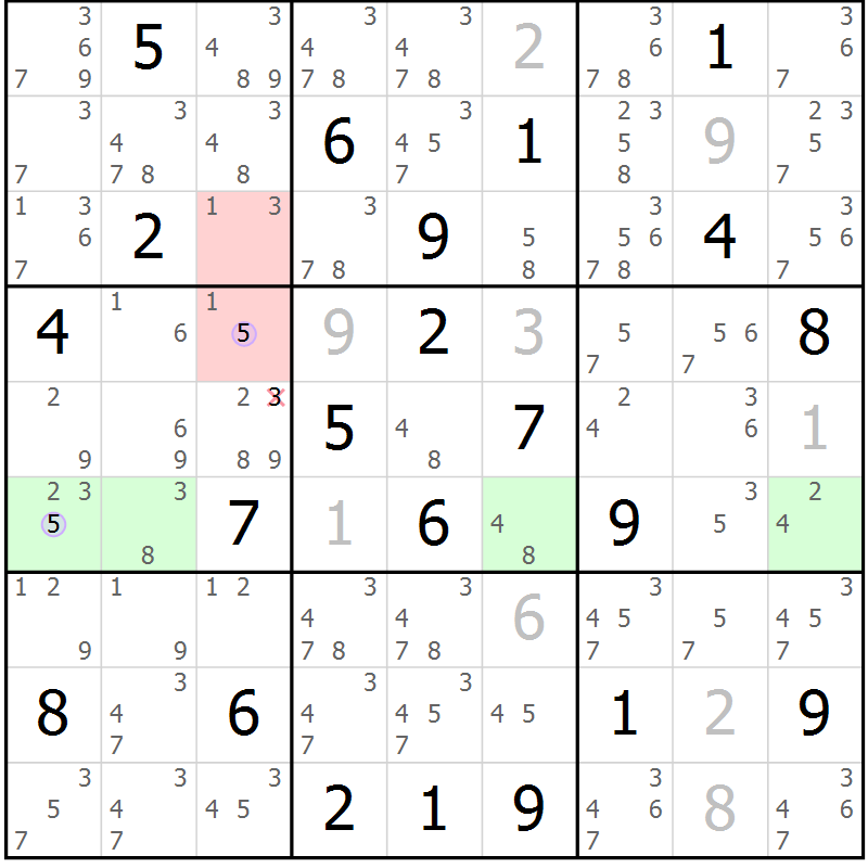 Position des candidats pour la solution de la Gr 9 page 12 du magazine de sudoku Suprême n° 024
