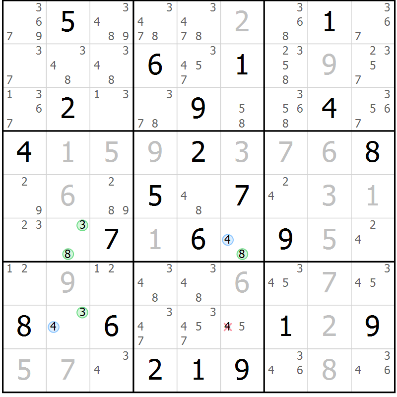Position des candidats pour la solution de la Gr 9 page 12 du magazine de sudoku Suprême n° 024