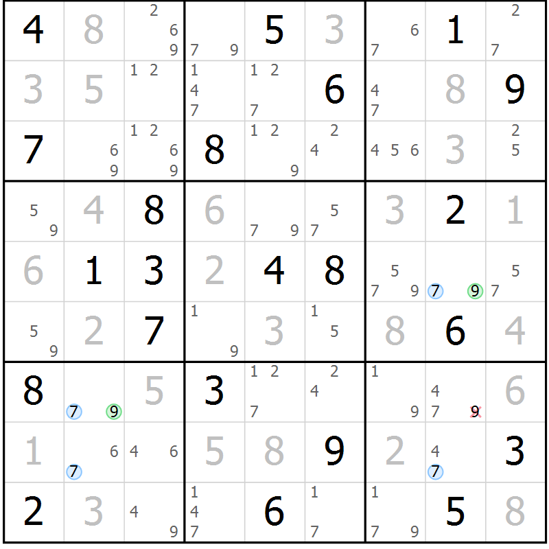 Position des candidats pour la solution de la Gr 11 page 14 du magazine de sudoku Suprême n° 024