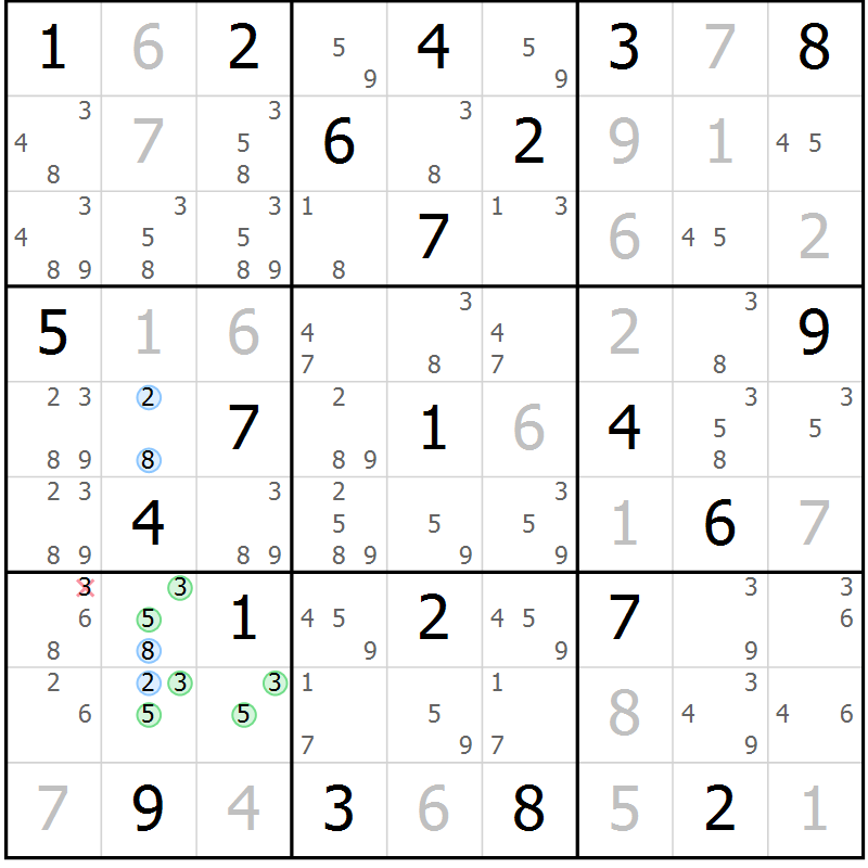 Position des candidats pour la solution de la Gr 19 page 22 du magazine de sudoku Suprême n° 024