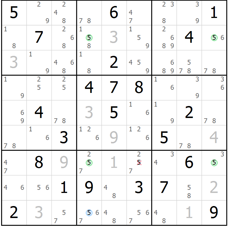 Position des candidats pour la solution de la Gr 28 page 31 du magazine de sudoku Suprême n° 024