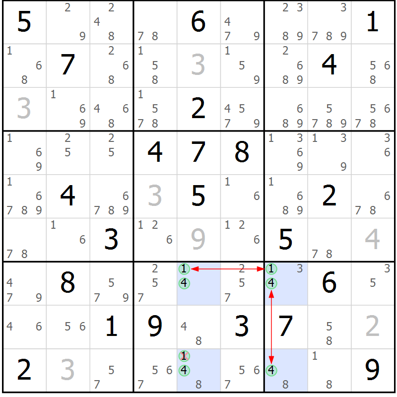 Position des candidats pour la solution de la Gr 28 page 31 du magazine de sudoku Suprême n° 024
