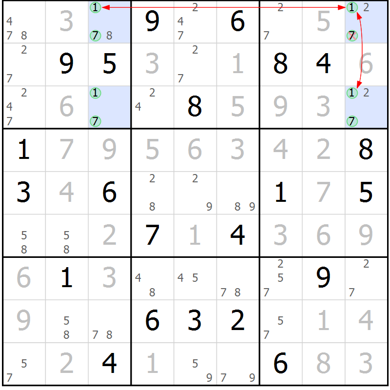 Position des candidats pour la solution de la Gr 30 page 33 du magazine de sudoku Suprême n° 024