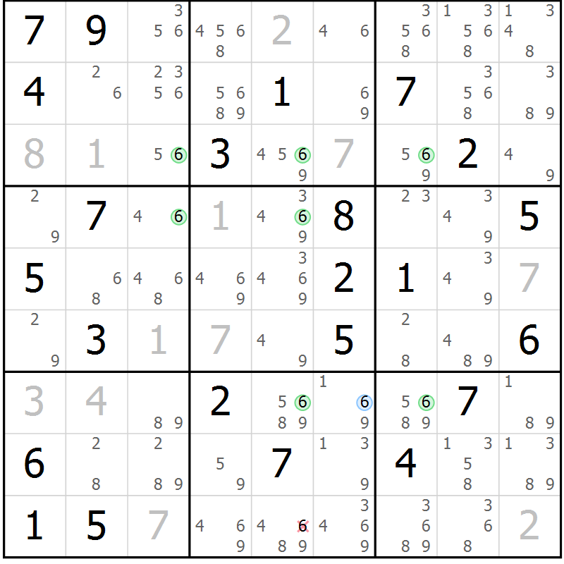Position des candidats pour la solution de la Gr 32 page 35 du magazine de sudoku Suprême n° 024