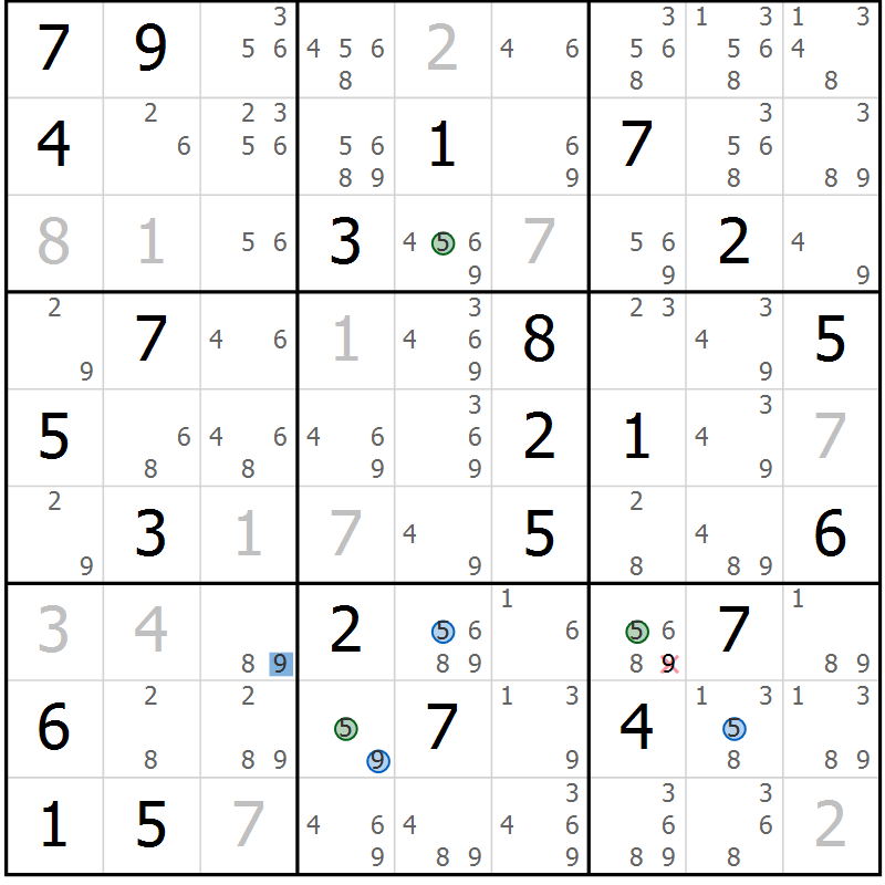 Position des candidats pour la solution de la Gr 32 page 35 du magazine de sudoku Suprême n° 024