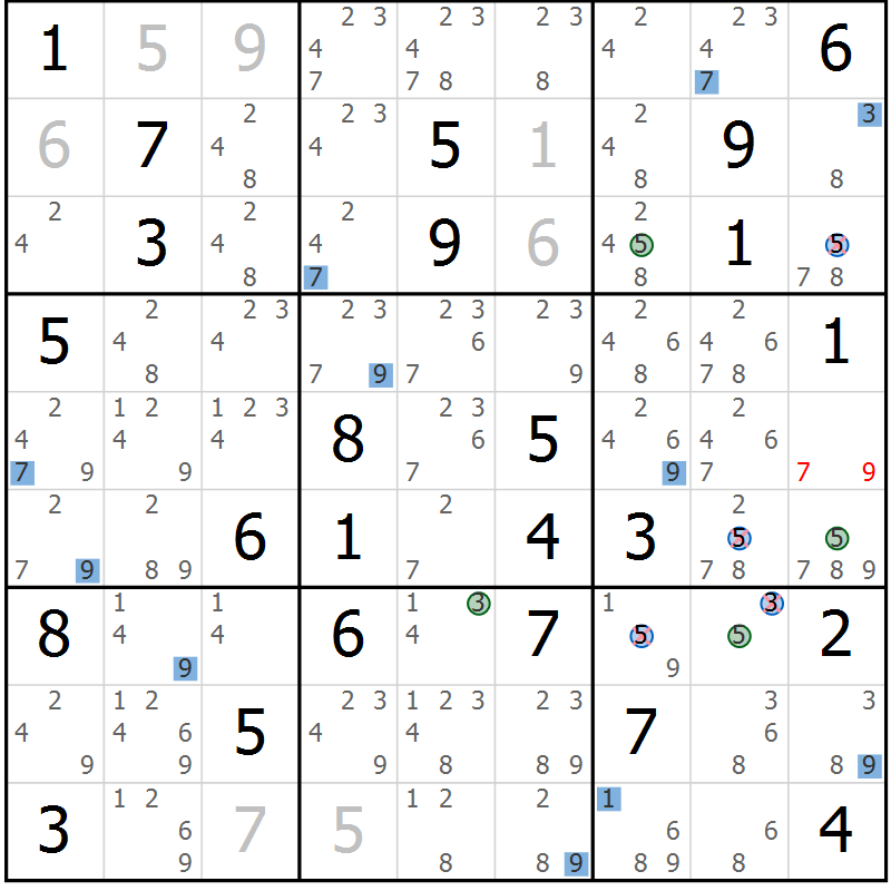 Position des candidats pour la solution de la Gr 35 page 38 du magazine de sudoku Suprême n° 024