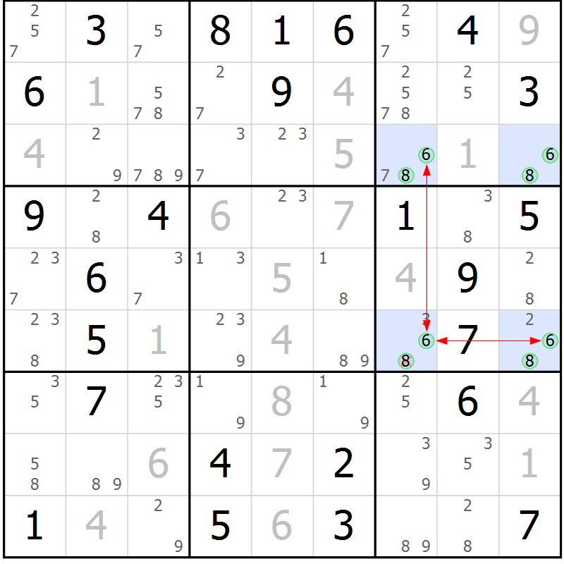 Position des candidats pour la solution de la Gr 36 page 39 du magazine de sudoku Suprême n° 024