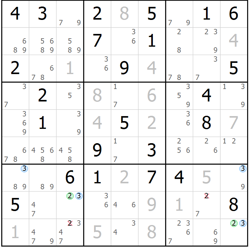 Position des candidats pour la solution de la Gr 37 page 40 du magazine de sudoku Suprême n° 024