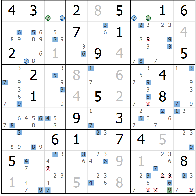 Position des candidats pour la solution de la Gr 37 page 40 du magazine de sudoku Suprême n° 024