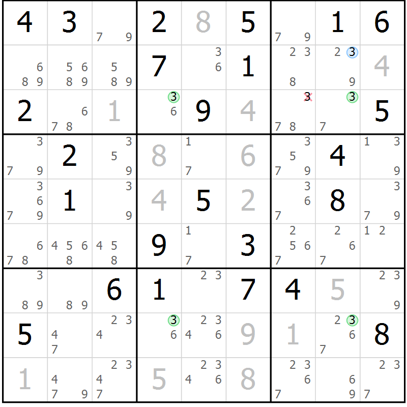 Position des candidats pour la solution de la Gr 37 page 40 du magazine de sudoku Suprême n° 024