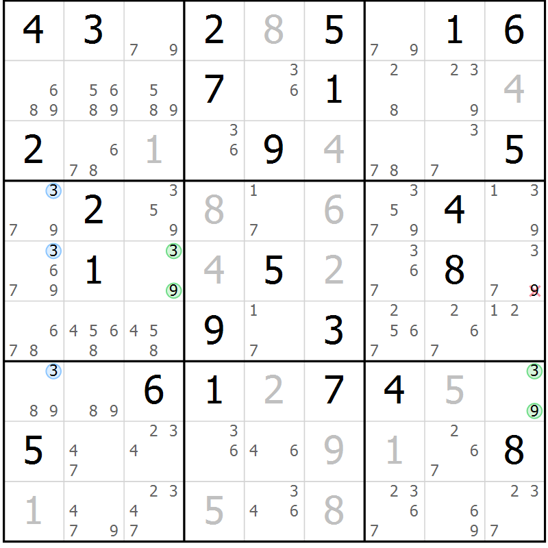 Position des candidats pour la solution de la Gr 37 page 40 du magazine de sudoku Suprême n° 024