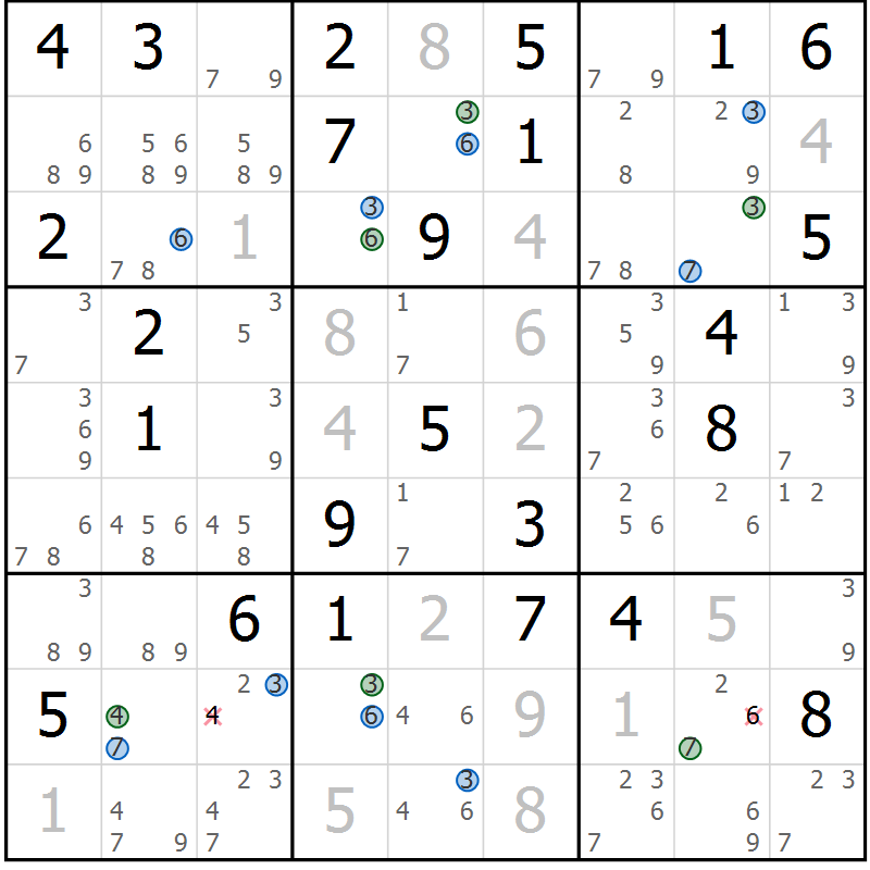 Position des candidats pour la solution de la Gr 37 page 40 du magazine de sudoku Suprême n° 024