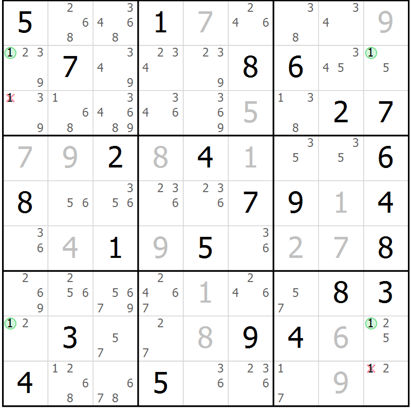 Position des candidats pour la solution de la Gr 38 page 41 du magazine de sudoku Suprême n° 024