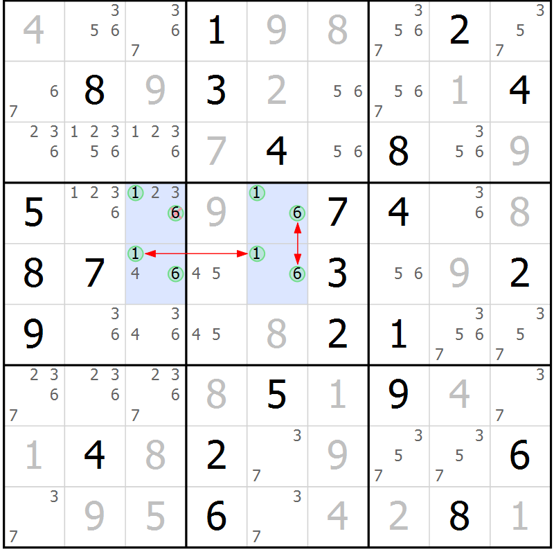 Position des candidats pour la solution de la Gr 43 page 46 du magazine de sudoku Suprême n° 024