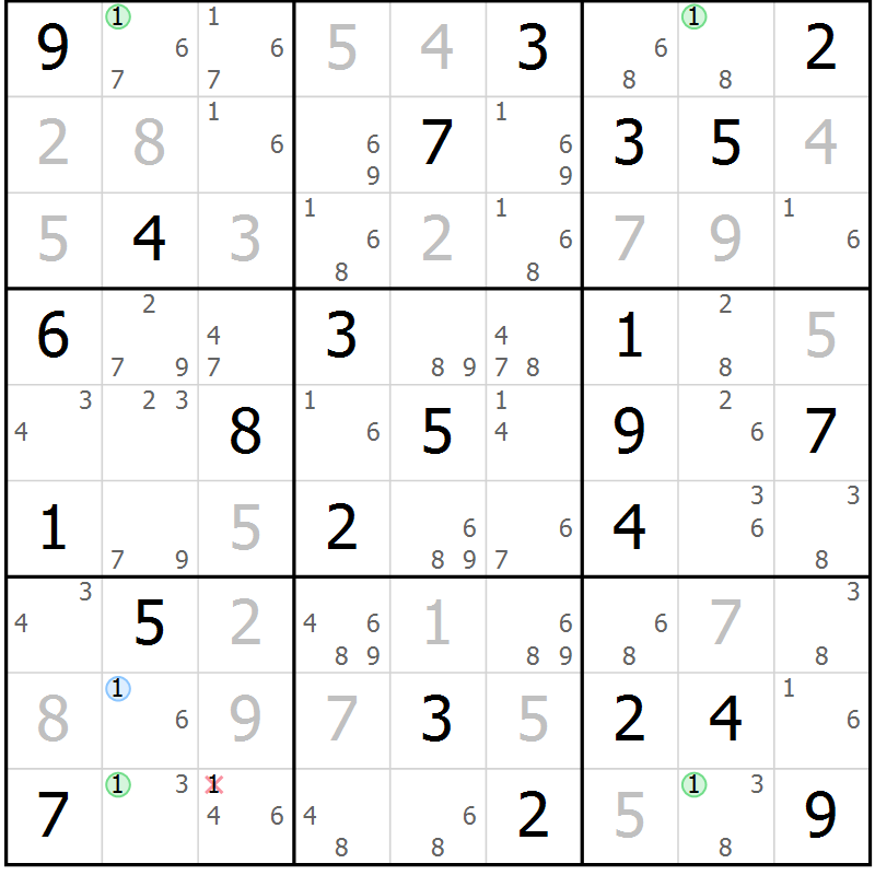 Position des candidats pour la solution de la Gr 48 page 51 du magazine de sudoku Suprême n° 024