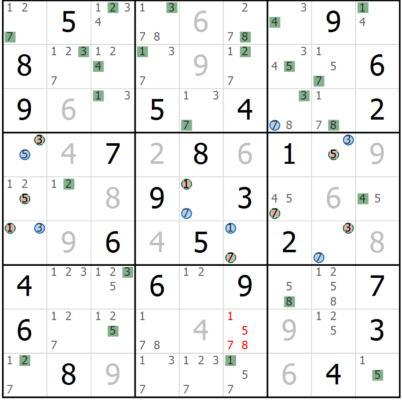 Position des candidats pour la solution de la Gr 56 page 59 du magazine de sudoku Suprême n° 024
