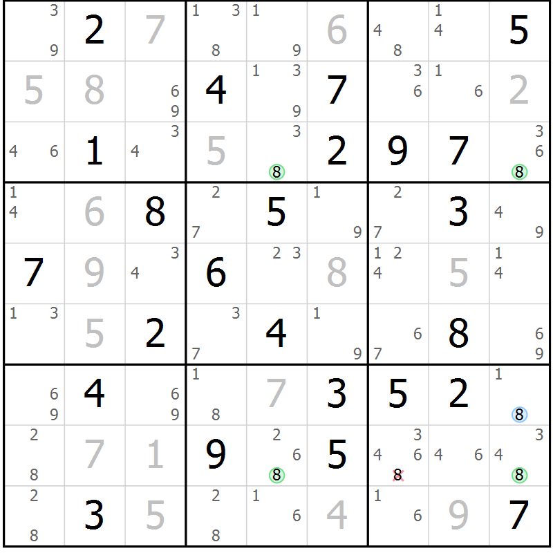 Position des candidats pour la solution de la Gr 60 page 63 du magazine de sudoku Suprême n° 024