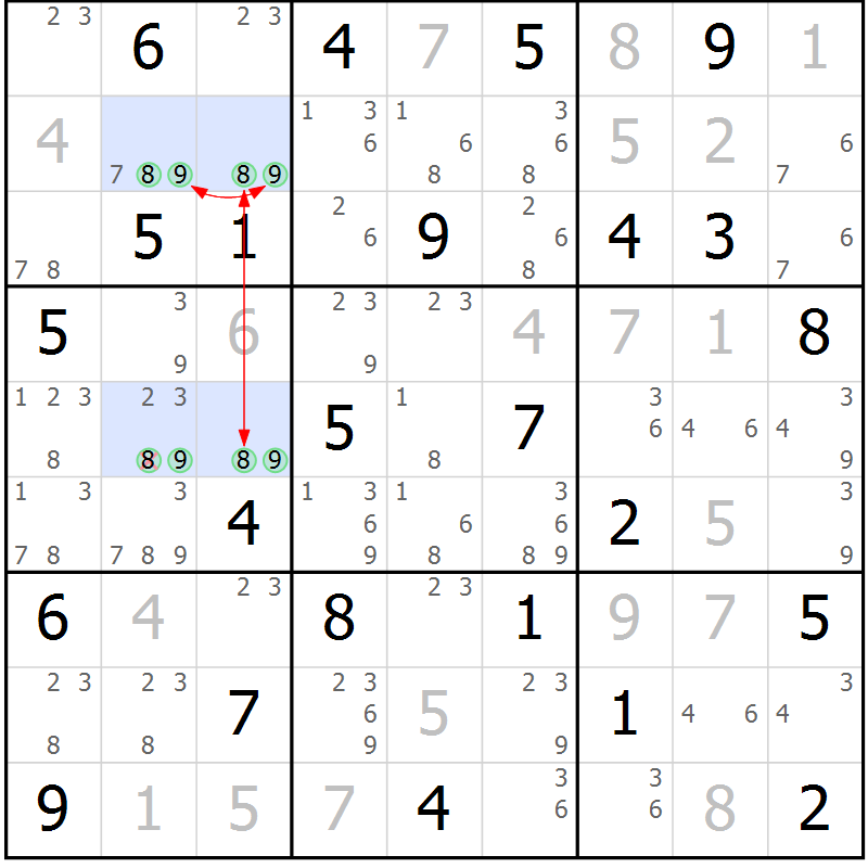 Position des candidats pour la solution de la Gr 67 page 70 du magazine de sudoku Suprême n° 024