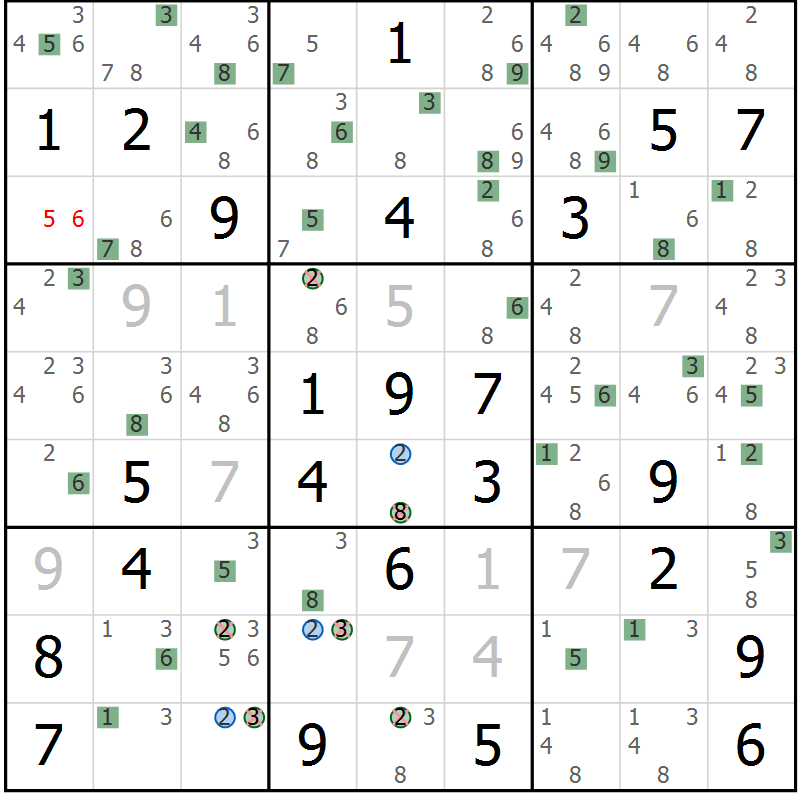 Position des candidats pour la solution de la Gr 71 page 74 du magazine de sudoku Suprême n° 024