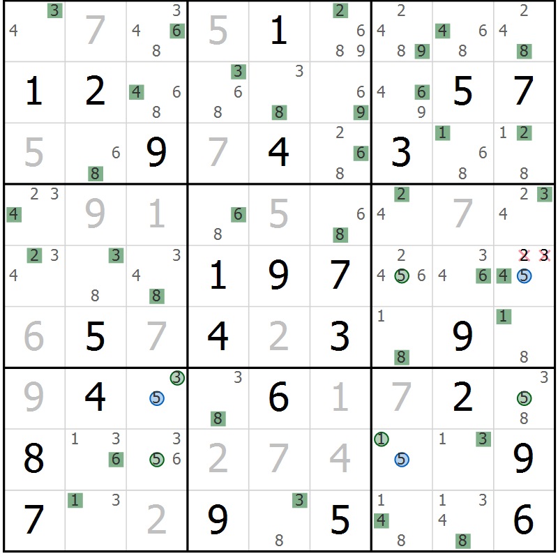 Position des candidats pour la solution de la Gr 71 page 74 du magazine de sudoku Suprême n° 024