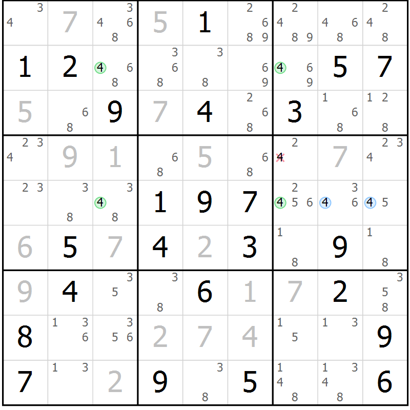 Position des candidats pour la solution de la Gr 71 page 74 du magazine de sudoku Suprême n° 024