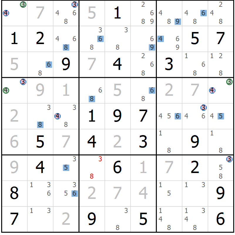 Position des candidats pour la solution de la Gr 71 page 74 du magazine de sudoku Suprême n° 024
