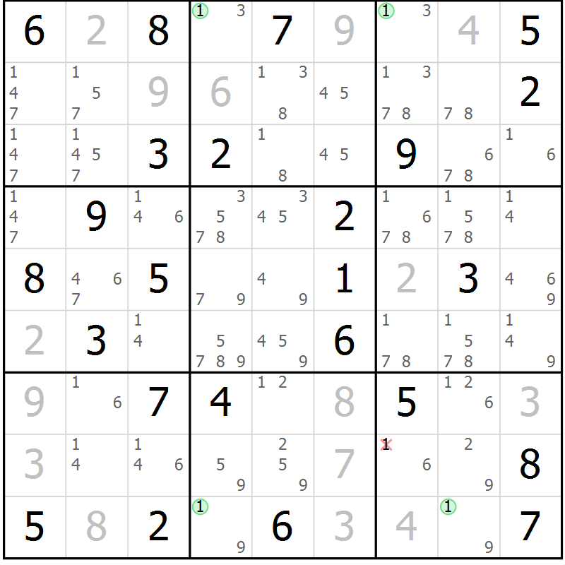 Position des candidats pour la solution de la Gr 74 page 77 du magazine de sudoku Suprême n° 024