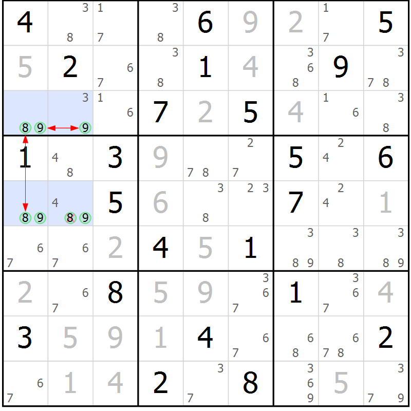 Position des candidats pour la solution de la Gr 75 page 78 du magazine de sudoku Suprême n° 024