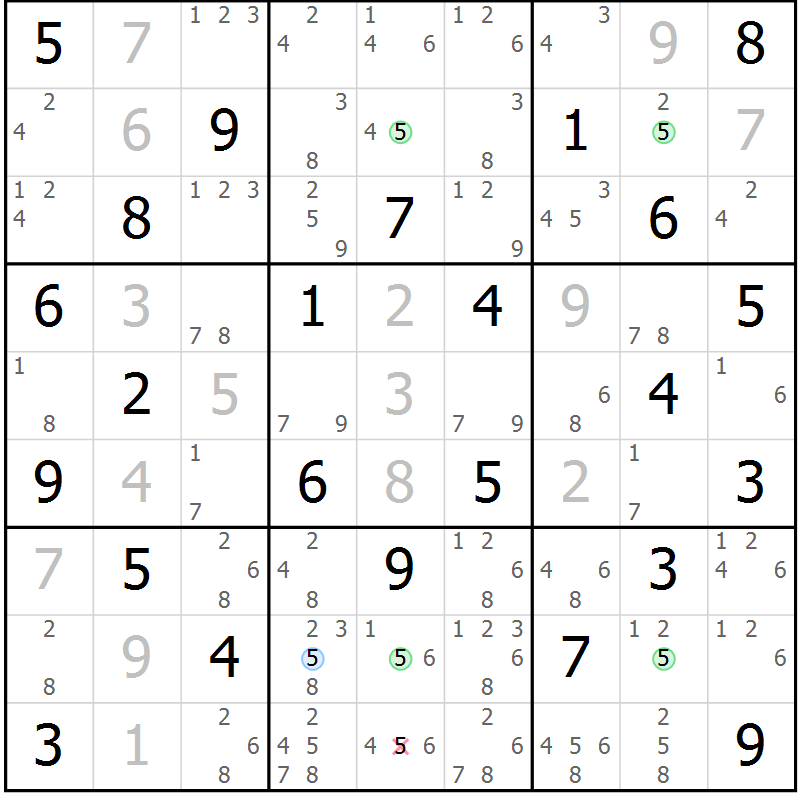 Position des candidats pour la solution de la Gr 76 page 79 du magazine de sudoku Suprême n° 024