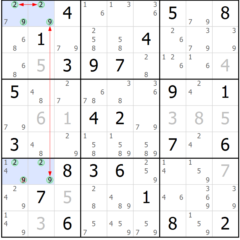 Position des candidats pour la solution de la Gr 77 page 80 du magazine de sudoku Suprême n° 024