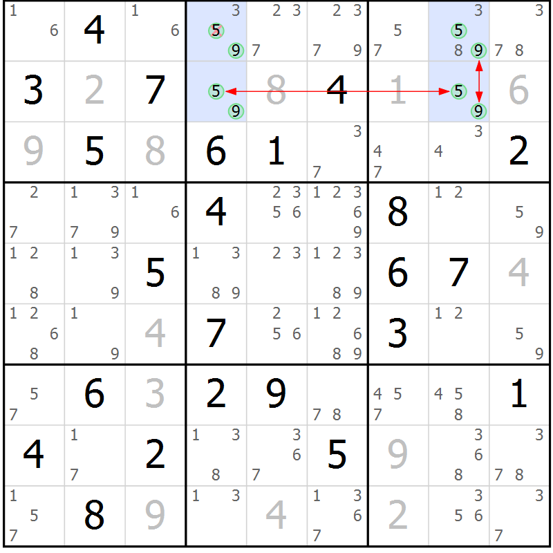 Position des candidats pour la solution de la Gr 78 page 81 du magazine de sudoku Suprême n° 024