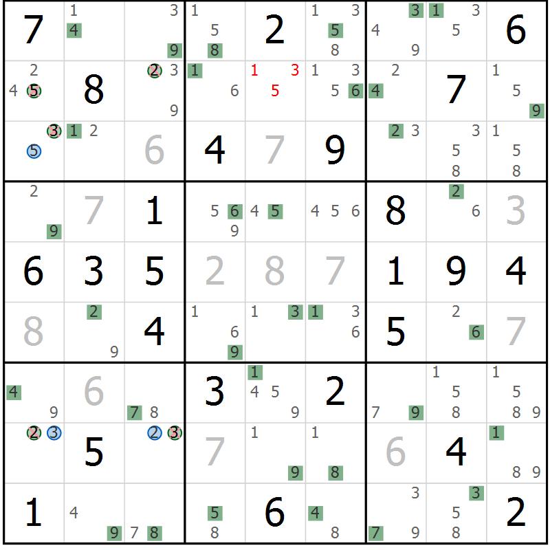 Position des candidats pour la solution de la Gr 81 page 84 du magazine de sudoku Suprême n° 024