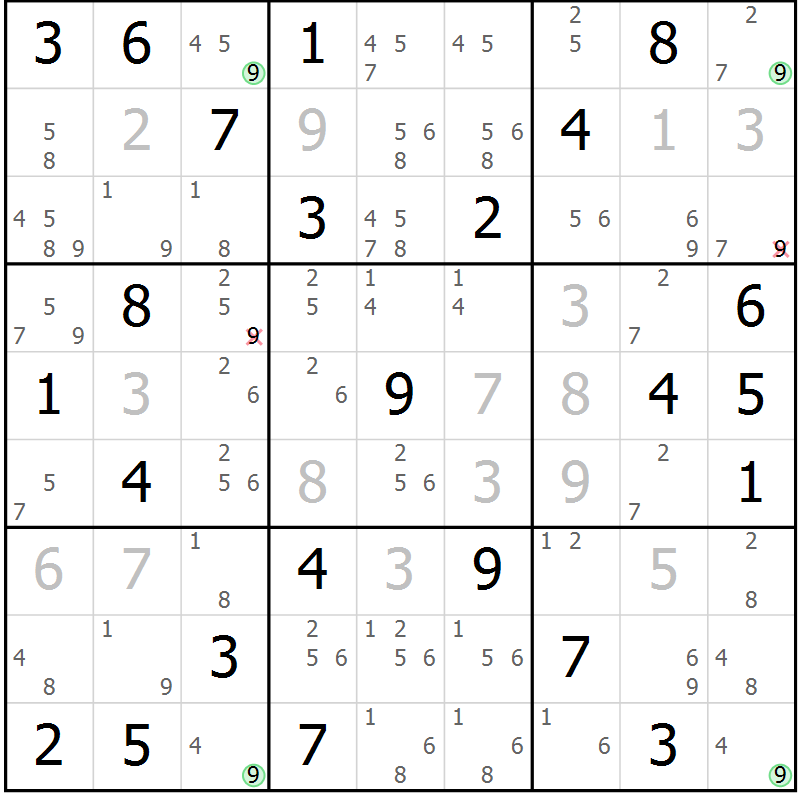 Position des candidats pour la solution de la Gr 83 page 86 du magazine de sudoku Suprême n° 024