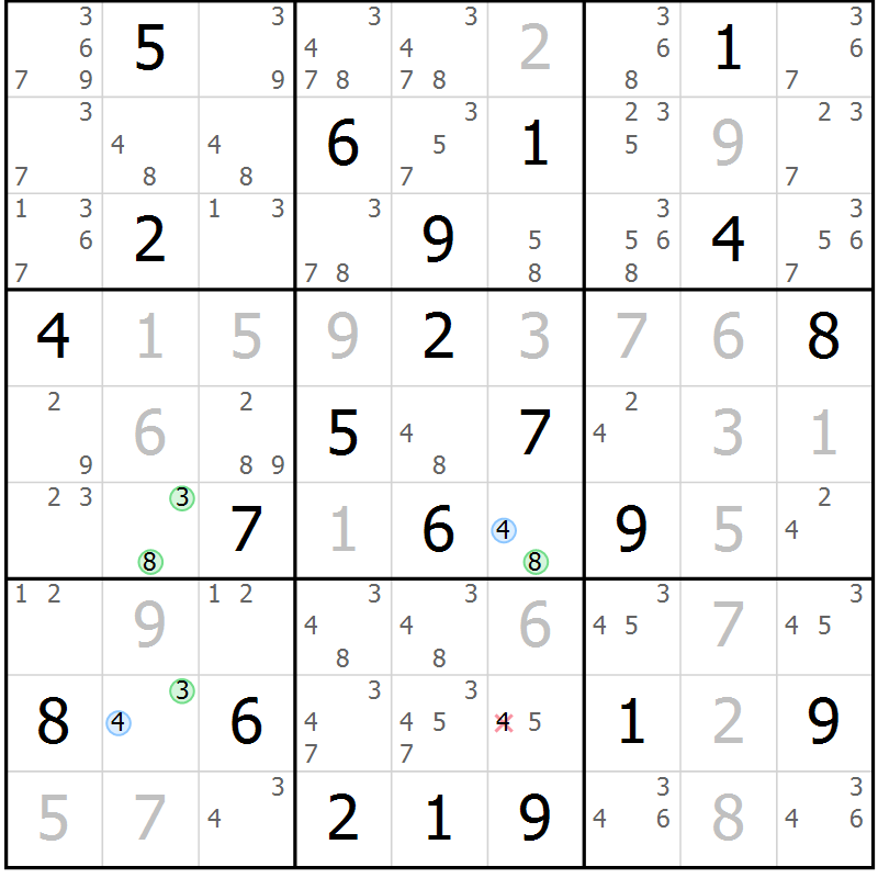 Position des candidats pour la solution de la Gr 9 page 12 du magazine de sudoku Suprême n° 024