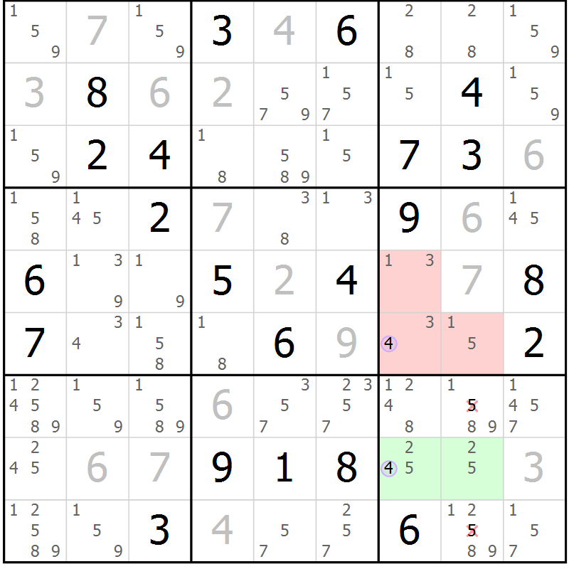 Position des candidats pour la solution de la Gr 1 page 4 du magazine de sudoku Suprême n° 027