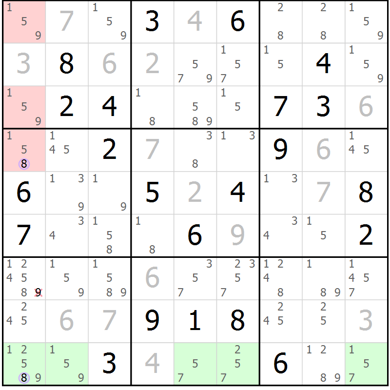 Position des candidats pour la solution de la Gr 1 page 4 du magazine de sudoku Suprême n° 027