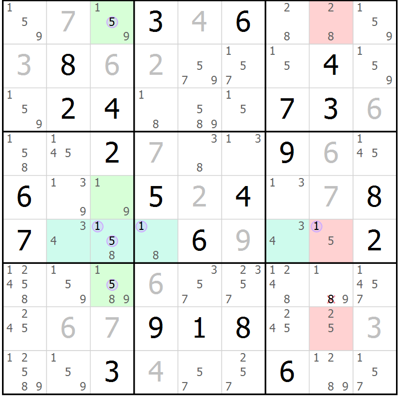 Position des candidats pour la solution de la Gr 1 page 4 du magazine de sudoku Suprême n° 027