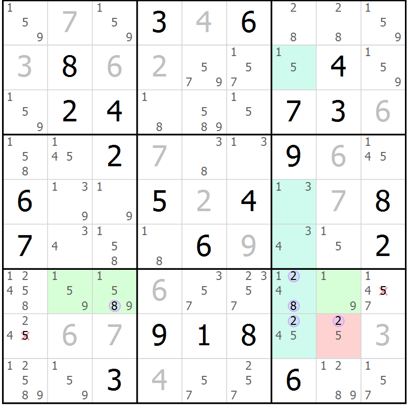 Position des candidats pour la solution de la Gr 1 page 4 du magazine de sudoku Suprême n° 027